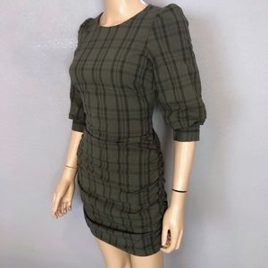 NWT Zara Plaid Mini Dress Olive Green